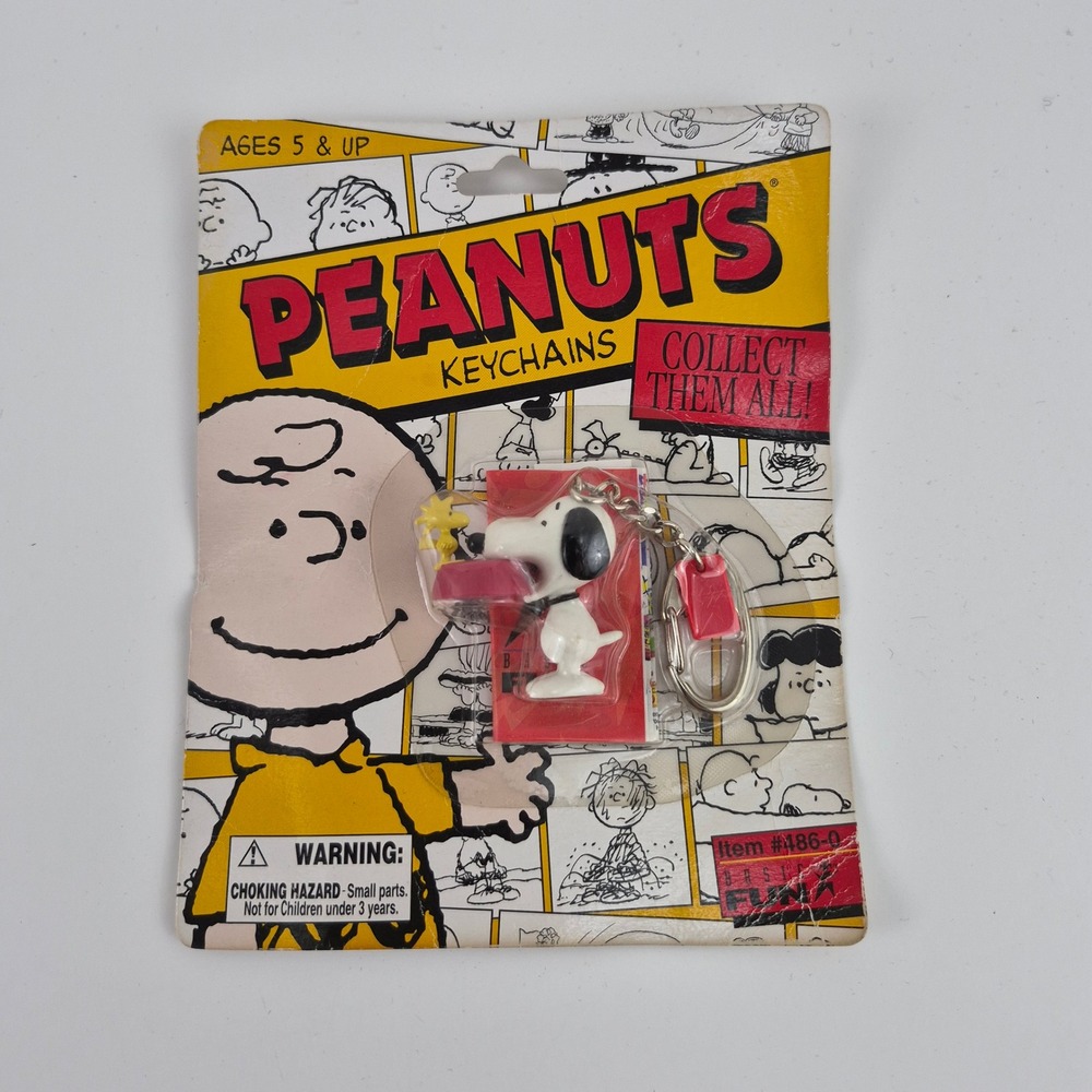 Vintage Peanuts Snoopy Woodstock Keychain Basic Fun Clip On Item 486-0 New